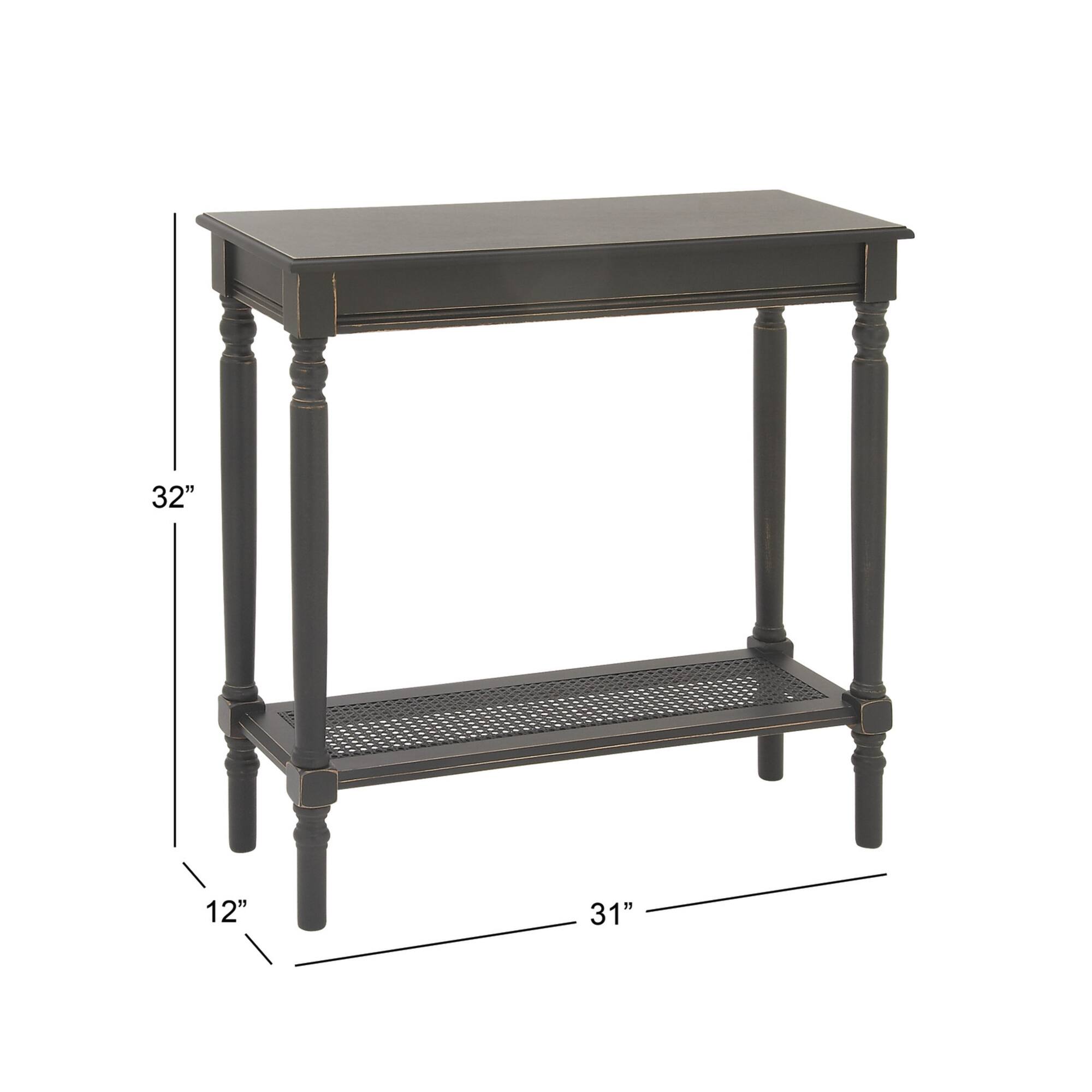 32" Black Traditional Wooden Console Table